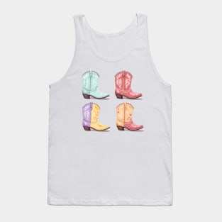 Cute Pastel Preppy Cowgirl Boots Tank Top